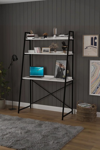 [METALKÇM01] Kitaplıklı Metal Çalışma Masası 90x50 cm Raflı - METALKÇM01