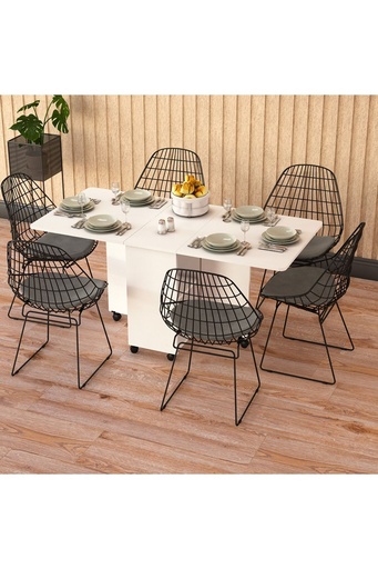 [KM12] Katlanır Mutfak Masası Beyaz %100 MDFLAM KM-12