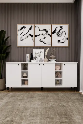 [KNSL05] 4 Kapaklı 2 Raf Bölmeli Konsol KNSL-05