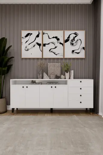 [KNSL06] 4 Kapaklı 2 Raf Bölmeli Konsol KNSL-06