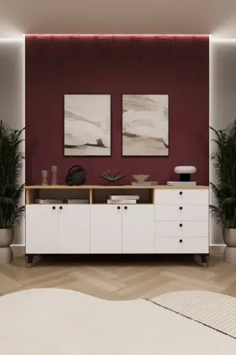 [KNSL06] Konsol Dresuar 4 Kapaklı 4 Çekmeceli 180 cm Geniş Salon Antre Konsolu - KNSL-06 
