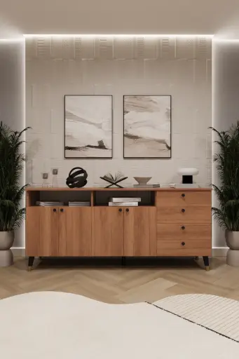 [KNSL06] Konsol Dresuar 4 Kapaklı 4 Çekmeceli 180 cm Geniş Salon Antre Konsolu - KNSL-06 