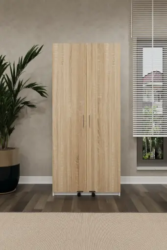 [MK17] Sonoma Büyük Boy Kapaklı İçi Raflı Kiler Dolabı 80x180 cm - MK-17