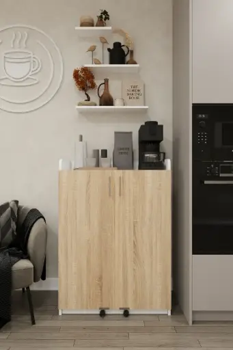 [MK18] Sonoma Kompakt Üst Tablalı Kiler Dolabı %100 MDFLAM 80x102 cm - MK-18