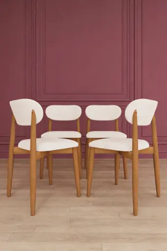 [SA04] Dörtlü Sandalye Seti - Kayın Ayaklı, Ergonomik | SA04