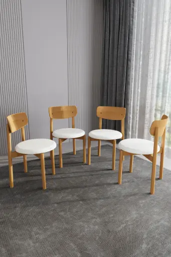 Dörtlü Sandalye Seti - Kayın Ayaklı, Ergonomik | SA04