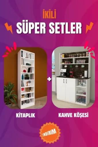 [FIRSAT-SET4] Premium Düzen ve Keyif Seti (K-01 Kitaplık & KAHVE02 Kahve Köşesi)