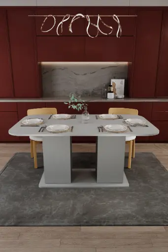 [YM06] 6 Kişilik Yemek Masası 160x90 cm Dolaplı %100 MDFLAM - YM-06
