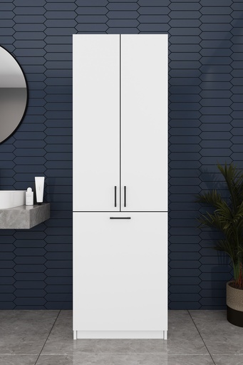 [BD06] Kirli Sepetli Banyo Dolabı 2 Kapaklı Raflı 60x194 cm - BD-06