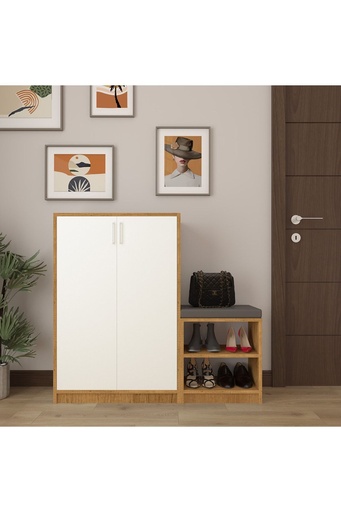 [A29] Puflu İki Kapaklı Petra & Beyaz Ayakkabılık A-29