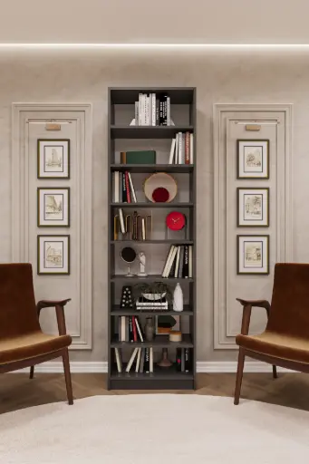 [K08] Koyu Gri Kitaplık %100 MDFLAM K-08