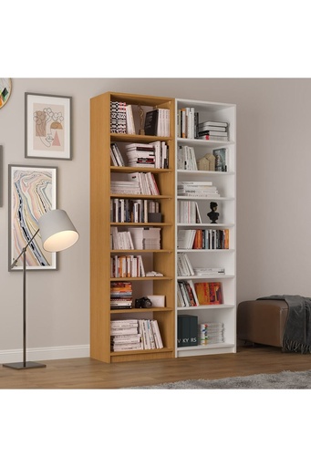 [K19] Afrika Ceviz Beyaz Kitaplık K-19