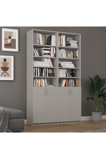 [K41] Kül Gri Kapaklı Kitaplık %100 MDFLAM K-41