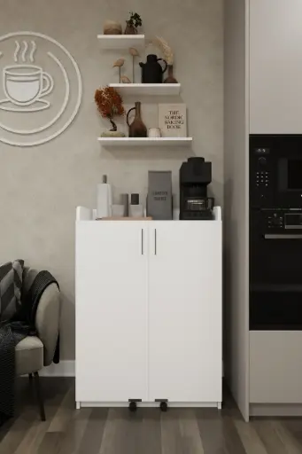 [MK08] Beyaz Mutfak Dolabı Kapak İçi Raflı Üst Tablalı 102 cm MDFLAM - MK-08 
