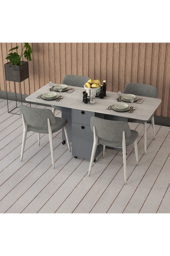 [KM04] Koyu Gri & Retro Taş Katlanır Mutfak Masası KM-04