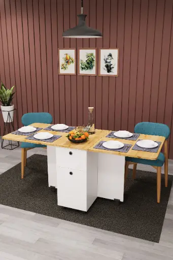 [KM02] Safir Meşe Katlanır Mutfak Masası KM-02