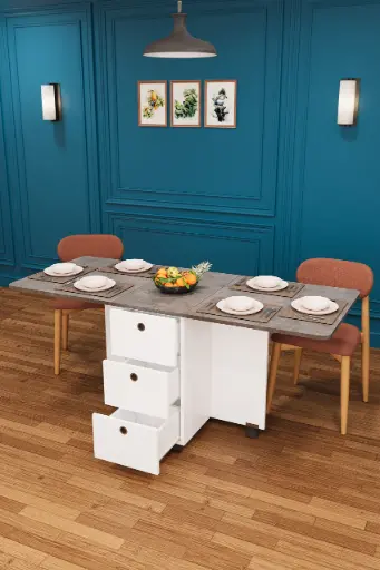 [KM01] Retro Gri Katlanır Mutfak Masası KM-01