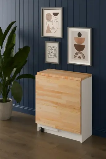 [KM26] Masif Ahşap Tablalı Katlanır Masa - Çalışma/Yemek/Mutfak Masası KM-26 ÇAM