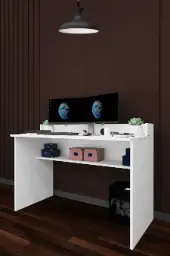 Raflı Çalışma Masası 120 cm, Alt Raflı MDFLAM Bilgisayar Masası - ÇM-01
