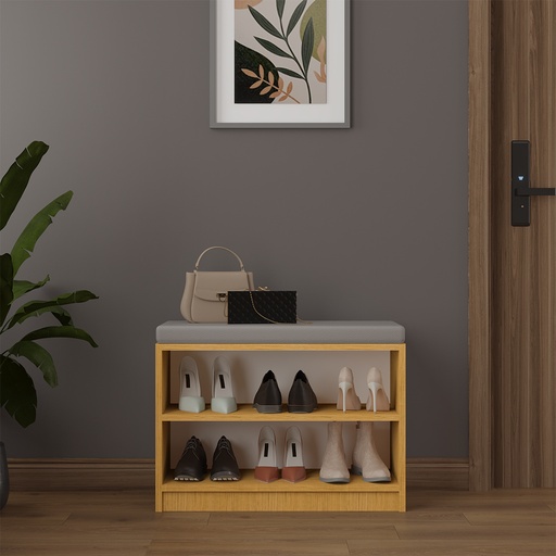 [FIRSAT-MDF-PUF02-AFRİKACEVİZ] MDF - Puflu Ayakkabılık Afrika Ceviz PUF-02