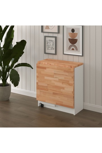 [KM27] Masif Ahşap Tablalı Tek Kanatlı Katlanır Mutfak Masası KM-27 KAYIN