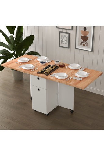 [KM23] Masif Ahşap Tablalı Katlanır Masa - Çalışma/Yemek/Mutfak Masası KM-23 KAYIN