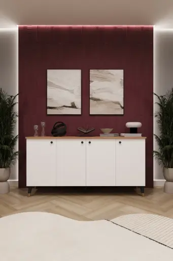 [KNSL01] Konsol Dresuar 4 Kapaklı Raflı Salon Antre Konsolu 160 cm - KNSL-01
