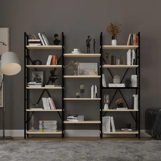 [METALK03] Üç Modüllü Metal Kitaplık METALK03