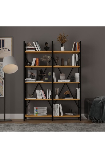 [METALK02] 6 Raflı İki Modüllü Metal Kitaplık METALK02