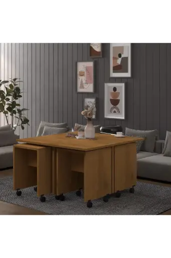 [OS003] Orta Sehpa 4 Yavrulu Tekerlekli %100 MDFLAM - OS003