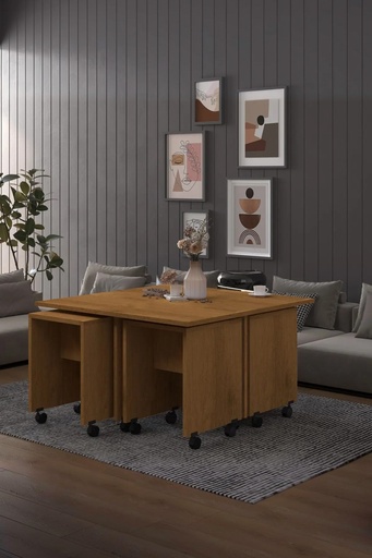 [OS03] Orta Sehpa 4 Yavrulu Tekerlekli %100 MDF - OS03
