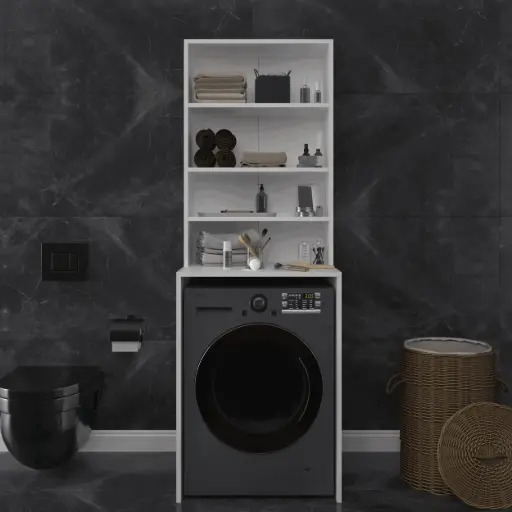 [BD04] 4 Raflı Çamaşır Makinesi Üstü Dolap Akıllı Raf Düzenleyici 65x190 cm - BD-04