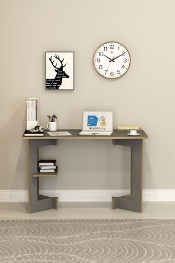 [CM02] Raflı Çalışma Masası 120 cm, Yan Raflı MDFLAM Ofis Masası - ÇM-02 