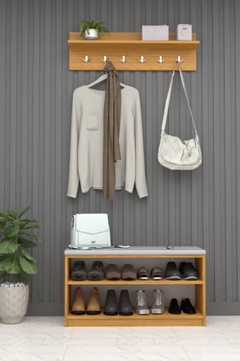 [A34] Asra Trend Puflu Ayakkabılık ve Askılık A-34