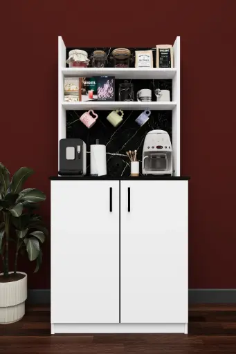 [KAHVE01] Kompakt Kahve Köşesi Dolabı 80 cm Küçük Mutfak %100 MDFLAM - KAHVE01