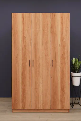 [G01] 3 Kapaklı Gardırop 120x208 cm Çift Askılıklı MDFLAM Yatak Odası Gardırobu G-01