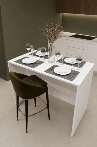 [MA03] Bar Tipi Mutfak Adası Yemek Masası 120x90 cm Yüksek 4 Kişilik - MA-03 