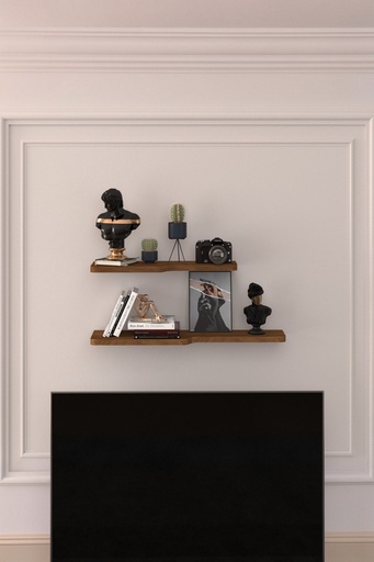 [DRF03] Duvar Rafı 2'li Kıvrımlı Set 60 ve 45 cm MDF - DRF-03