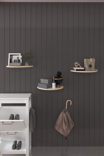 Duvar Rafı 3'lü Oval Set 35x25 cm MDF Dekoratif Raf - DRF-04
