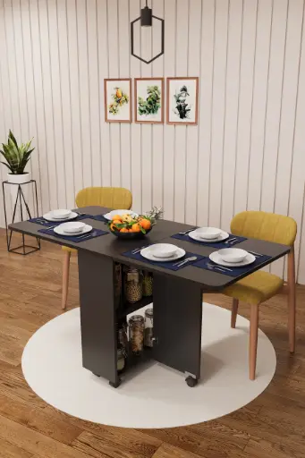 [KM29] Koyu Gri Katlanır Mutfak Masası %100 MDFLAM KM-29